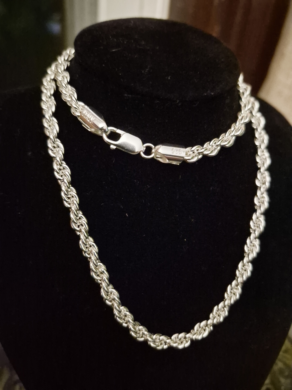 Sterling Silver NEW Rope Chain 21 Inches .925 ITALY 5mm 38.15 Grams